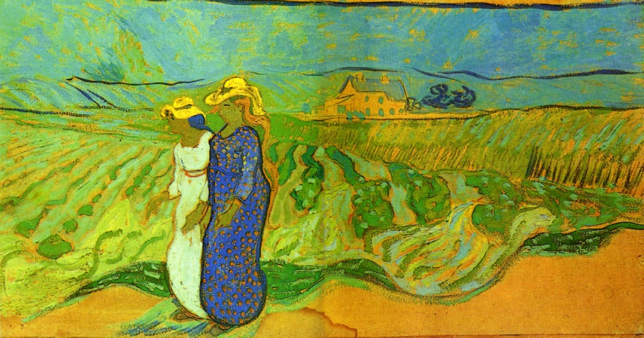 Two Women Crossing the Fields - Van Gogh Painting On Canvas